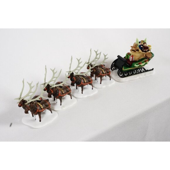 Department 56 Sleigh & Eight Tiny Reindeer Heritage Village 56111 Original Box - Picture 2 of 11